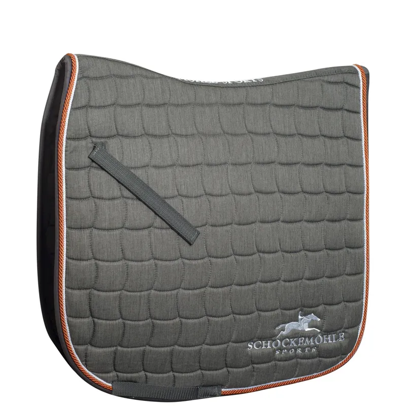 Schockemohle Dynamite Dressage Saddlepad With Logo - Grey Melange/Orange